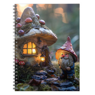 Gnome und ein Pilzhaus, Fantasy Design Notizblock