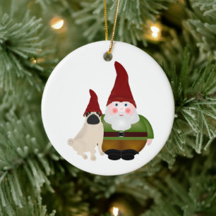 Gnome und Mops Gnome Ornament