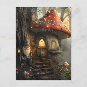 Gnome- und Pilzhausgestaltung Postkarte
