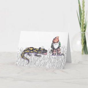 Gnome und Salamander stehend in Unkraut Karte
