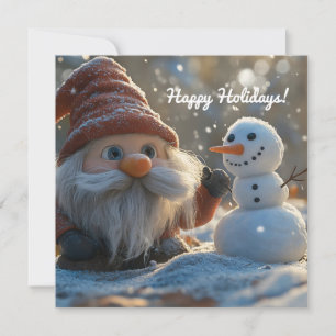 Gnome und Snowman im Winter Wunderland Feiertagskarte