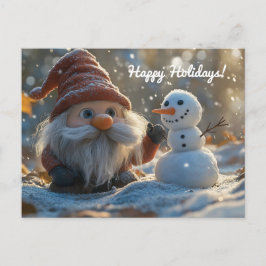 Gnome und Snowman im Winter Wunderland Feiertagspostkarte