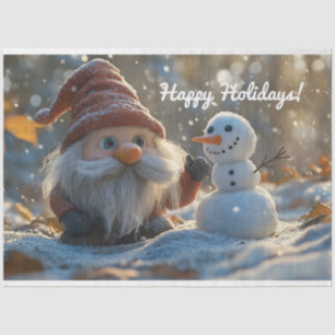 Gnome und Snowman im Winter Wunderland Seidenpapier