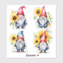 Gnome- und Sonnenblumenaufkleber Aufkleber