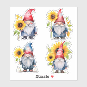 Gnome- und Sonnenblumenaufkleber Aufkleber
