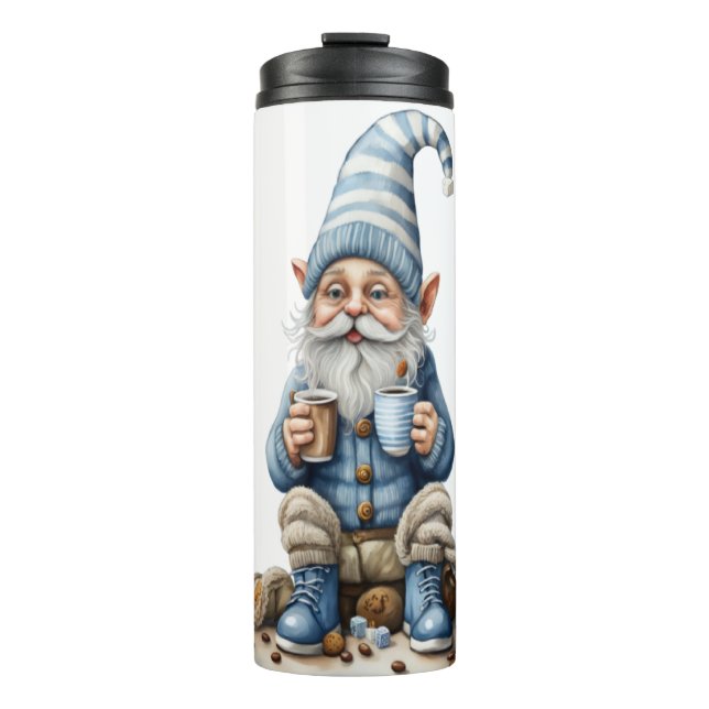 Gnome und Wintersaison Thermosbecher (Vorderseite)