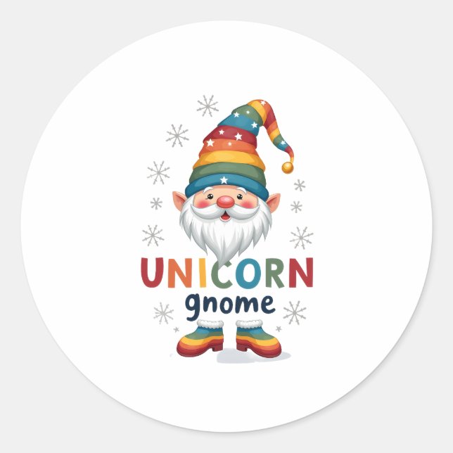 Gnome Unicorn Shirt Family Matching Group Christma Runder Aufkleber (Vorderseite)