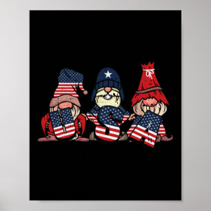 Gnome USA 4. Juli Niedliche amerikanische Flagge u Poster