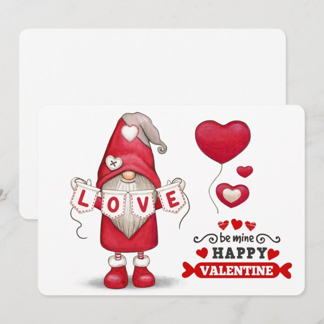 Gnome Valentines Ferienkarte Feiertagskarte (Vorne/Hinten)