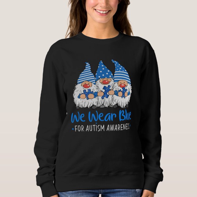 Gnome We Wear Blue Autism Awareness Month For Kids Sweatshirt (Vorderseite)