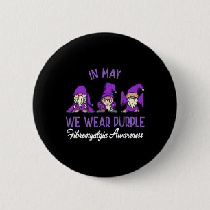 Gnome Wear Lila Ribbon Fibromyalgie Schmerzen Awar Button