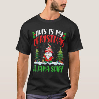Gnome Weihnachts-Pyjama Xmas-Lichter Baum-Gnome  T-Shirt