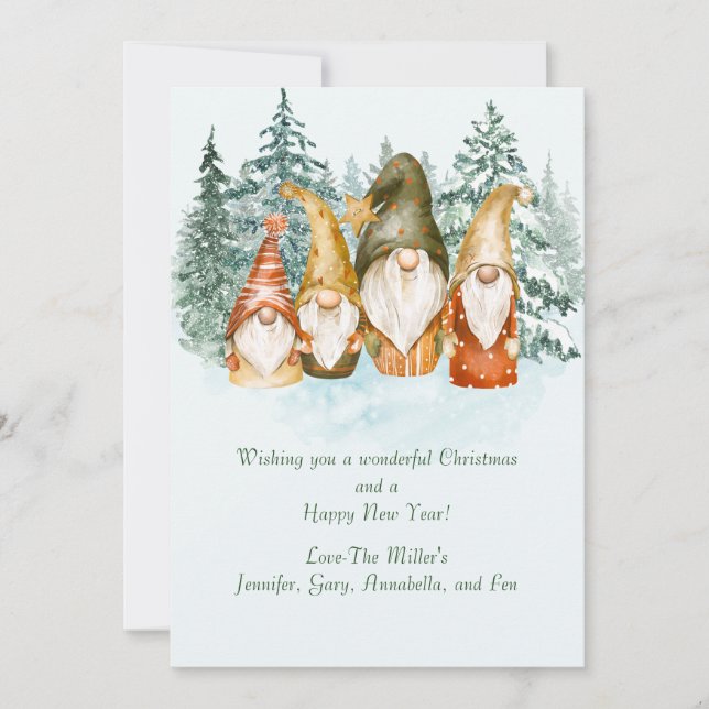 Gnome Weihnachtskarte Feiertagskarte (Vorderseite)