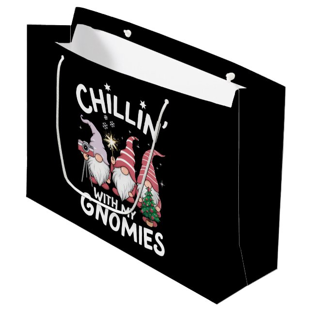 Gnome Weihnachtskinder mit meinen Gnomen Große Geschenktüte (Vorderseite Schrägansicht)