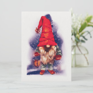 Gnome with a Lantern Christmas Feiertagskarte