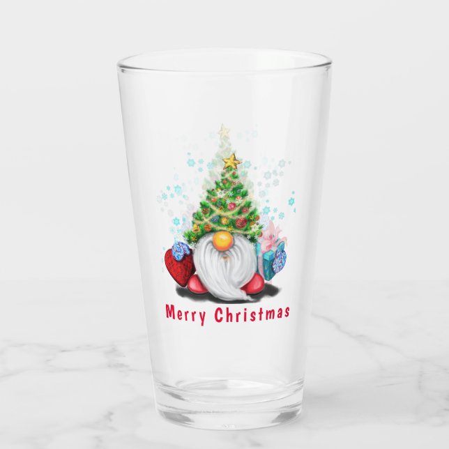 Gnome with Gift Christmas Glasses Glas (Rückseite)