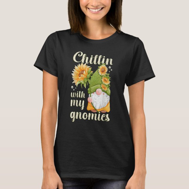 Gnome with sunflower  spring motif with garden gno T-Shirt (Vorderseite)