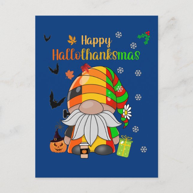 Gnome wünscht Ihnen einen schönen Hallothanksmas-F Postkarte (Vorderseite)