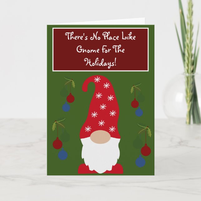 Gnome Zuhause für Weihnachtsfeiertage Feiertagskarte (Vorderseite)