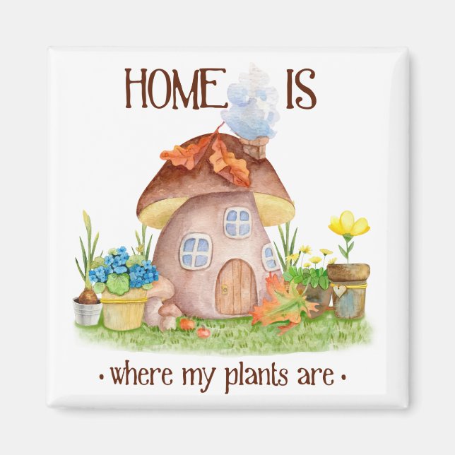 Gnome Zuhause-Pilz-Pflanze Blume Garten Magnet (Vorne)