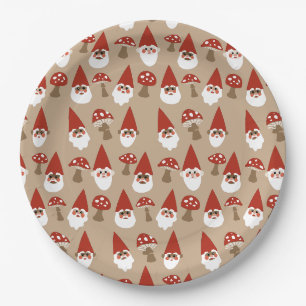 Gnomen und Pilzplatten Pappteller