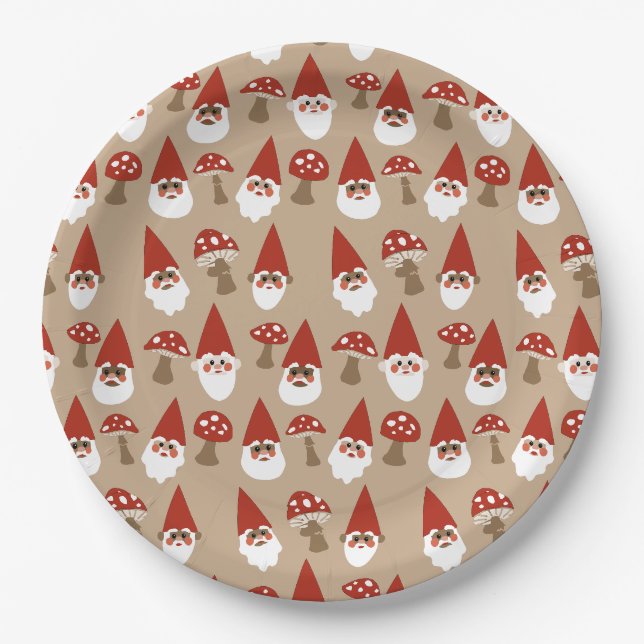 Gnomen und Pilzplatten Pappteller (Vorderseite)