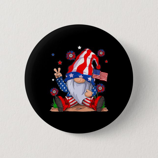 Gnomes 4. Juli Patriotic Gnome Funny American Button (Vorderseite)