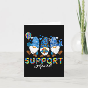 Gnomes Autism Awareness Support Squad Blue Ribbon Karte