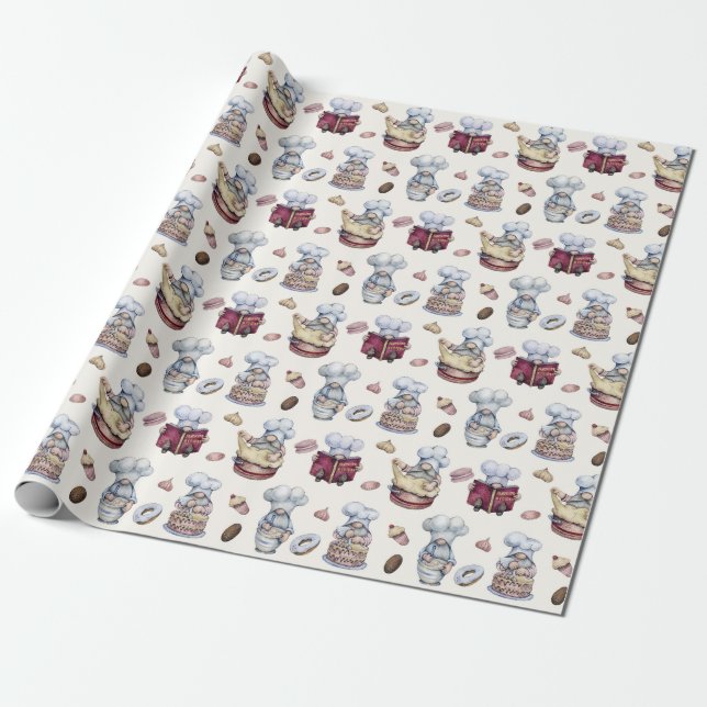 Gnomes Backkuchen Donuts Trendy Woodland Geschenkpapier (Ungerollt)