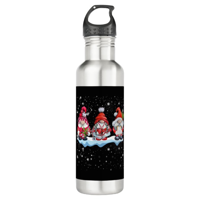 Gnomes Christmas Nurse Phlebotomie Edelstahlflasche (Vorderseite)