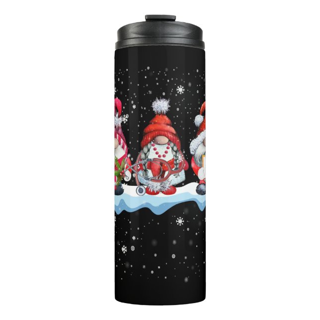 Gnomes Christmas Nurse Phlebotomie Thermosbecher (Vorderseite)