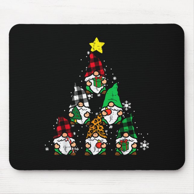 Gnomes Christmas Tree Funny Xmas Holidays Men Wome Mousepad (Vorne)