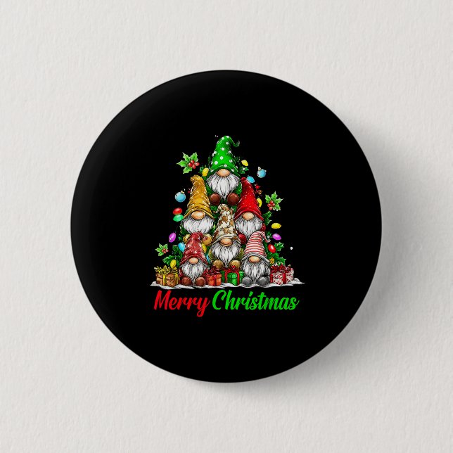 Gnomes Christmas Tree Pajamas Funny Gnome Holiday  Button (Vorderseite)