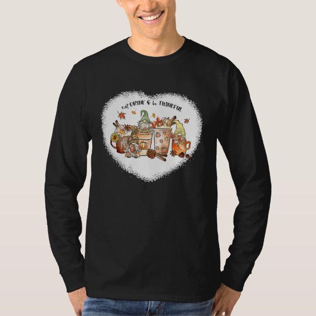 Gnomes Coffee Pumpkin spice latte Fall Autumn Than T-Shirt (Vorderseite)