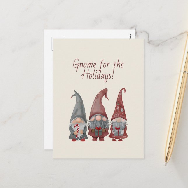 Gnomes de Noël adorables avec la carte à la carte  (Devant/Arrière en situation)