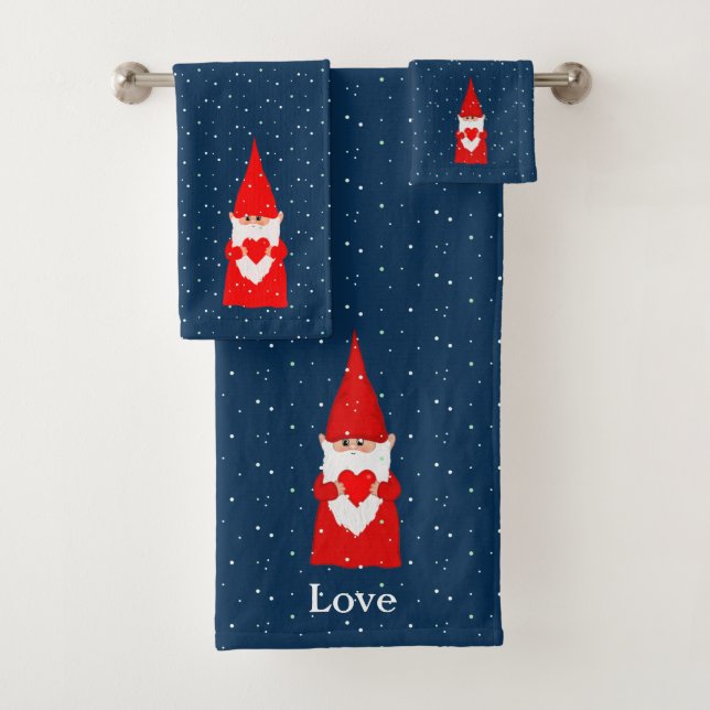 Gnomes de Noël avec le coeur sur la serviette de b (En situation)