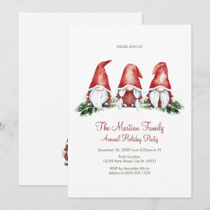 Gnomes de Noël mignons, invitations de fêtes de va
