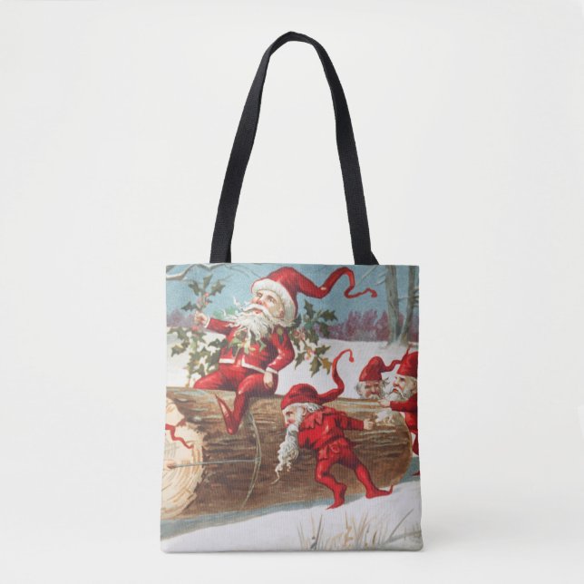 Gnomes dragging a cut tree trunk through the snow tasche (Vorderseite)