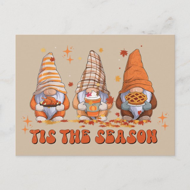 Gnomes Erntedank Holiday Card Feiertagspostkarte (Vorderseite)