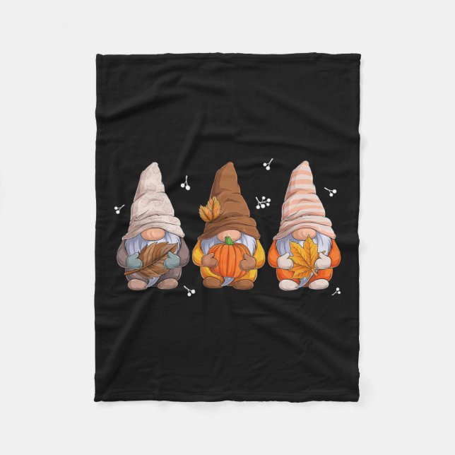 Gnomes Erntedank wird mit Pumpkin-Blätter gespielt Fleecedecke (Vorderseite)