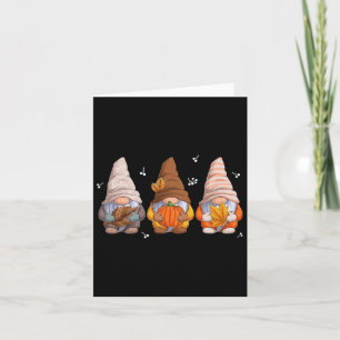 Gnomes Erntedank wird mit Pumpkin-Blätter gespielt Karte