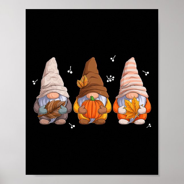 Gnomes Erntedank wird mit Pumpkin-Blätter gespielt Poster (Vorne)