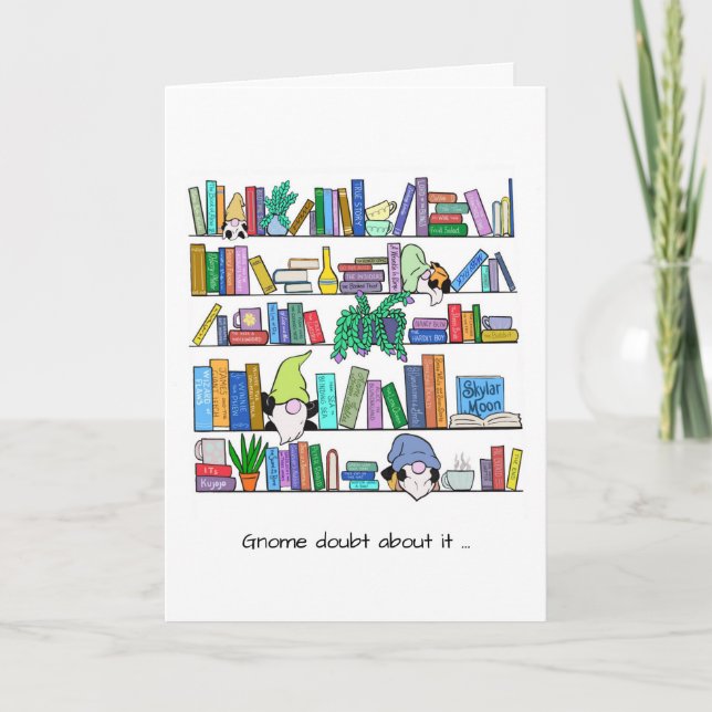 Gnomes et livre Lover Merci Cartes (Devant)