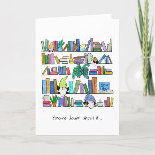 Gnomes et livre Lover Merci Cartes