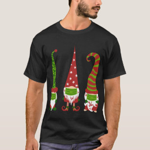 Gnomes Face Mask Matching Family Christmas Party P T-Shirt