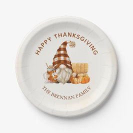 Gnomes Fall Pumpkin Happy Thanksgiving Dinner Pappteller