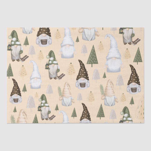 Gnomes Forest Beige Seidenpapier (Vorderseite)