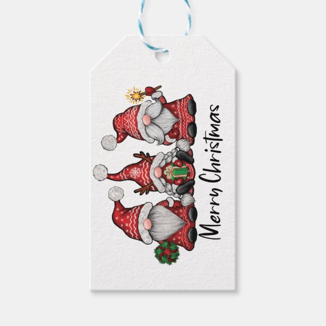 Gnomes für Weihnachten Geschenkanhänger (Vorderseite)