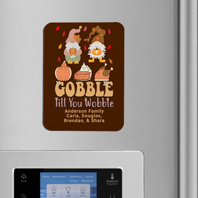 Gnomes Gobble Quote Erntedank Familiennamen Magnet (Gnomes Gobble Quote Thanksgiving Family Names Magnet)