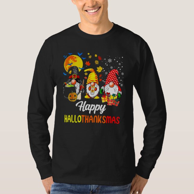 Gnomes  Halloween Merry Christmas Happy Hallothank T-Shirt (Vorderseite)